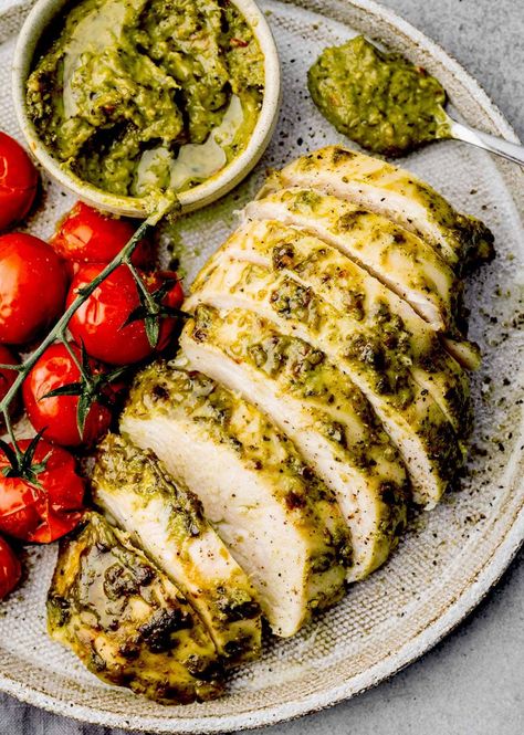 Pesto Chicken - Chefjar Pesto Chicken Recipes, Pesto Chicken Recipe, Baked Pesto Chicken, Chicken Pesto Recipes, Flavorful Meals, Pan Fried Chicken, Homemade Pesto, Italian Dinner, Pesto Recipe