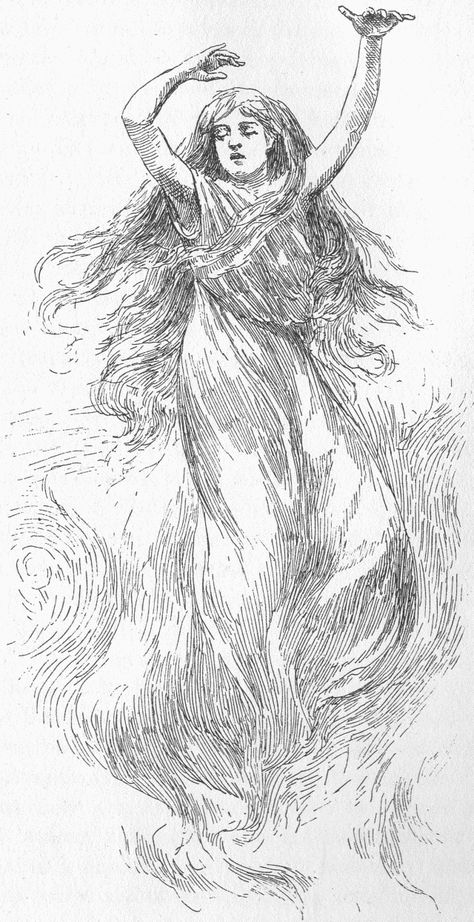 The ghostly Banshee, a spirit from Irish folklore who appears as a sign that a family member will soon die. Irish Banshee, Banshee Art, Hunters Moon, November Art, Nordic Mythology, Irish Folklore, Irish Mythology, Celtic Gods, The Ancient One