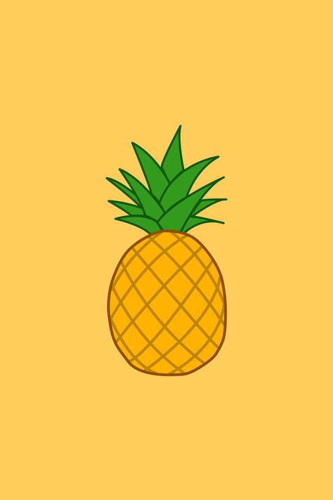 A simple pineapple design. Aesthetic Pineapple Wallpaper, Aesthetic Pineapple, Cartoon Pineapple, Pineapple Wallpaper, Wallpaper Tropical, Cute Pineapple, Brown Spots Removal, Pineapple Design, 140 Pounds