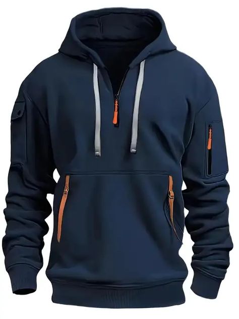 Mens Quarter Zip, Cozy Pullover, Mens Fall, Cardigan Fashion, Zipper Hoodie, Casual Pullover, Casual Hoodie, Casual Jacket, Printed Sweatshirts