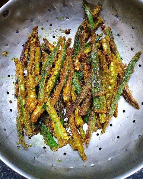 Enjoying the little things. My folks love okra. I have several recipes but my son loves this crisp version best. Kurkuri bhindi. Okra washed dried and cut in strips and marinated in masala; then sprinkled with chickpea flour and shallow fried in oil. And relished thoroughly! Kurkuri Bhindi, Enjoying The Little Things, Chickpea Flour, Son Love, Okra, The Little Things, Relish, My Son, Asparagus