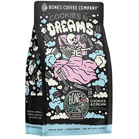 Bones Coffee, Low Acid Coffee, Arabica Coffee Beans, Flavored Coffee, Ground Coffee Beans, Coffee Cookies, Cookie Company, Medium Roast Coffee, Chocolate Sandwich Cookies