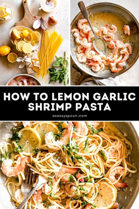 Lemon Garlic Seafood Pasta, White Shrimp Pasta, Garlic Shrimp With Pasta, Lemon Herb Shrimp Pasta, Lemon Ricotta Pasta With Shrimp, Light Shrimp Dinner, Shrimp Diane Recipe, Lemon Basil Shrimp Pasta, Easy Lemon Shrimp Pasta Recipes