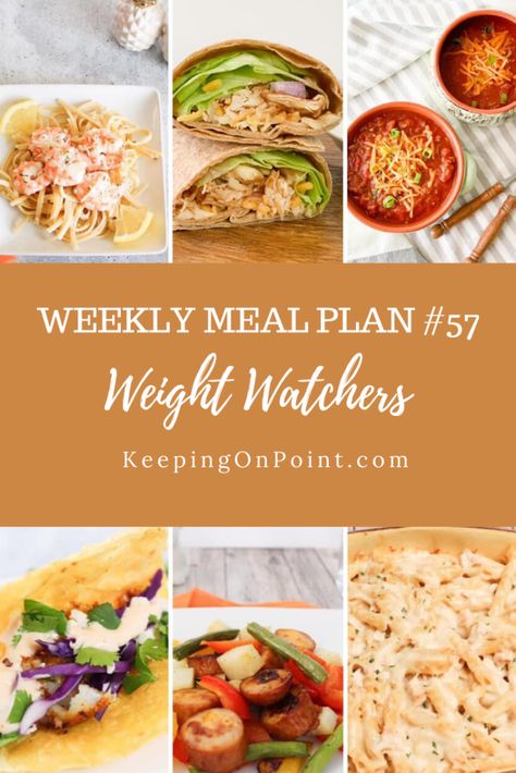 WW (Weight Watchers) Weekly Meal Plan #57 Dinner Recipes For The Week, Ww Meal Plan, Recipes For The Week, Weight Watchers Menu, Keeping On Point, Ww Food, Weekly Dinner Menu, Weight Workouts, Ww Meals