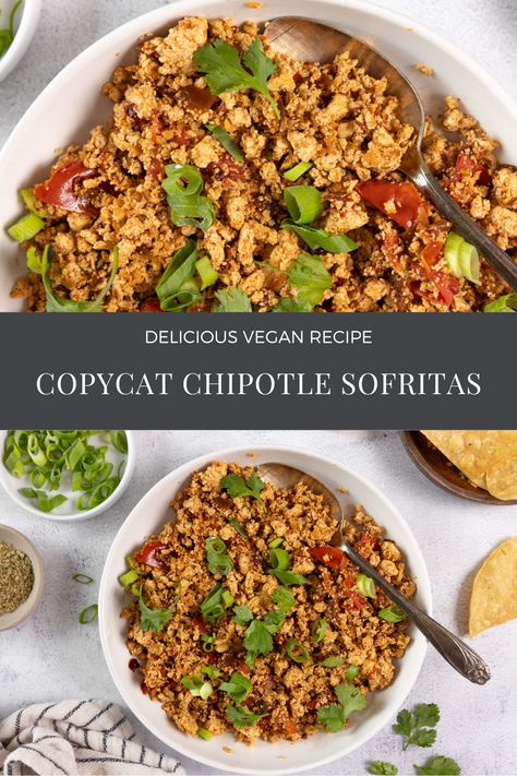 Copycat Chipotle Sofritas Macro Friendly Tofu Recipes, Chipotle Sofritas Recipe, Sofritas Recipe, Chipotle Sofritas, Copycat Chipotle, Everyday Dishes, Pan Meals, Vegetarian Recipe, Supper Recipes