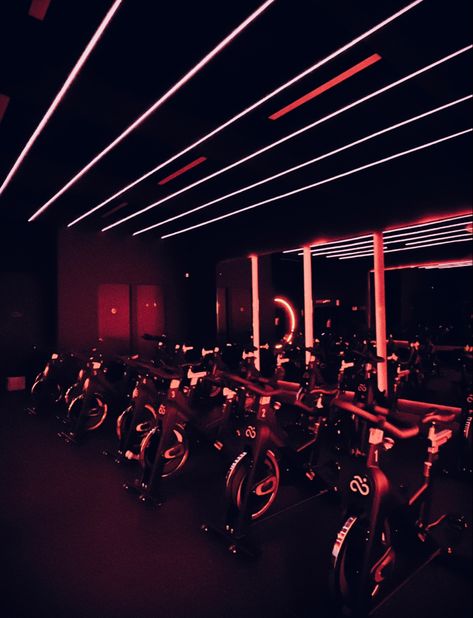 Cycle Bar Aesthetic, Spin Bike Aesthetic, Spin Studio Aesthetic, Cycling Class Aesthetic, Cyclebar Aesthetic, Indoor Cycling Aesthetic, Spin Class Aesthetic, Gym Lights, Spinning Studio