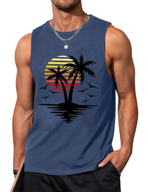 Men's Fitness Tank Top Palm Tree Daily Sleeveless Muscle Tank Top Its Possible, Fitness Tank Top, Muscle Tank Top, Men's Fitness, Muscle Tank Tops, Workout Tanks, Muscle Tank, Muscle Tanks, Workout Tank Tops