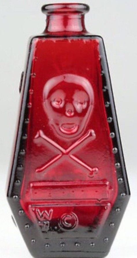 Red Wheaton Coffin Poison Bottle (1971) Poison Bottle, Antique Glass Bottles, Vintage Bottles, Old Bottles, Antique Bottles, Potion Bottle, Designer Home, Skull And Bones, Memento Mori