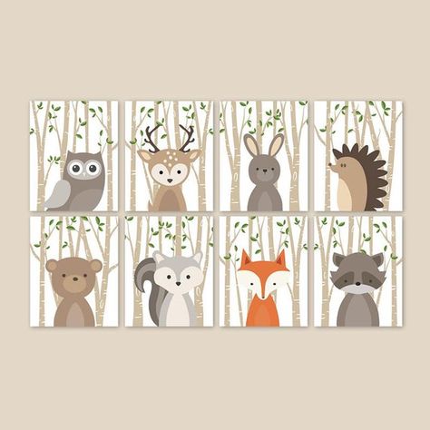 Baby Deer Nursery, Forest Animals Illustration, Deer Nursery Decor, Woodland Animals Nursery, Animal Nursery Prints, Woodland Animal Wall Art, Forest Animal Nursery, Deer Nursery, Fox Animal