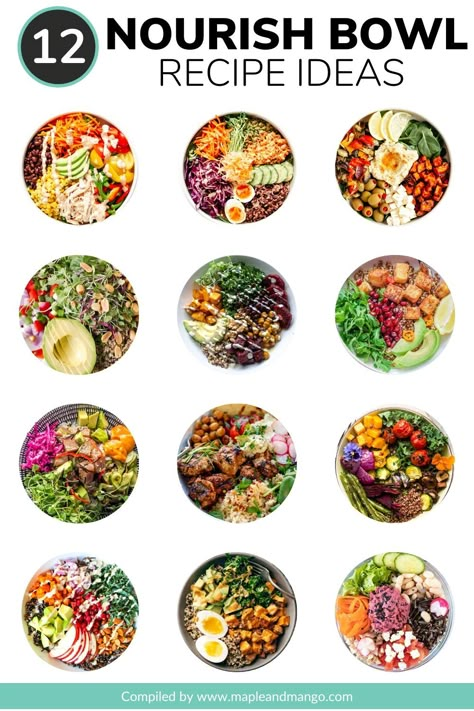 Looking for a balanced, nutritious, delicious and easy to make meal idea? Learn how to build a healthy nourish bowl using this simple 3-step formula. Great for lunch, dinner and meal prep! These healthy bowls are super versatile. Regardless of allergies or diet (vegan, vegetarian, paleo, keto), these bowls can be customized to suit your needs. | www.mapleandmango.com #mealprep #healthy #buddhabowl #nourishbowl #cleaneating Nourish Bowl, Fermented Veggies, Healthy Bowls Recipes, Healthy Bowls, Lunch Bowl, Balanced Meals, Bowl Recipe, Lunch Meal Prep, Food Bowl