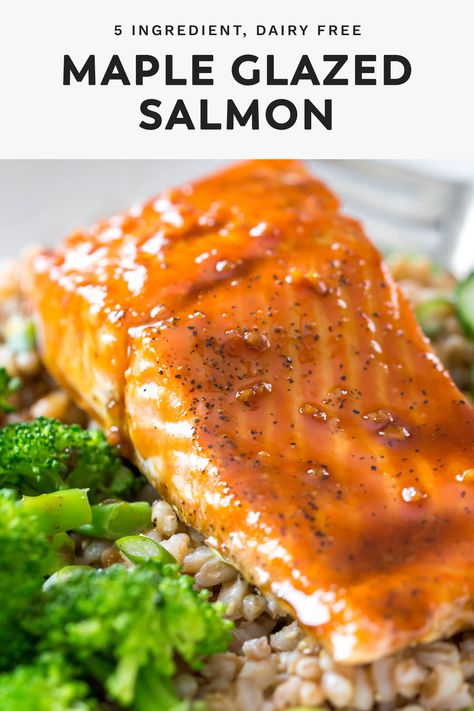 This maple glazed salmon is an incredibly easy sheet pan dinner and hands down the best way to cook tasty fresh salmon fillets. With mustard, soy sauce, garlic, and maple syrup, you have a delicious recipe that goes great with any sides! Salmon Maple Syrup Recipes, Maple Salmon Marinade, Maple Syrup Salmon Recipes, Salmon With Maple Syrup, Maple Bourbon Salmon, Maple Soy Salmon Baked, Maple Soy Glazed Salmon, Salmon Maple Syrup Soy Sauce, Maple Soy Salmon