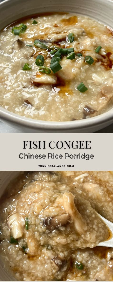 Fish Congee (Chinese Rice Porridge) Japanese Porridge Recipes, Millet Congee, Oatmeal Congee, Seafood Porridge, Instant Pot Congee, Fish Congee, Marinated Fish, Congee Recipe, Rice Congee