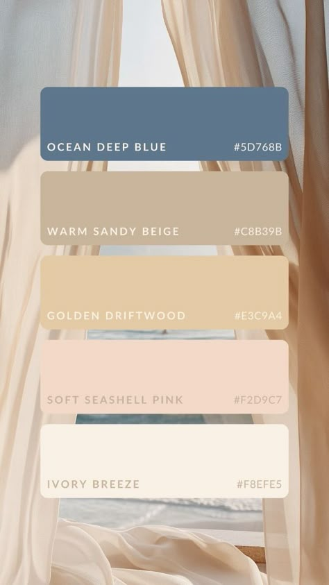 Pale Blue Complimentary Colors, Colors That Go With Sand Color, Home Decoration Color Palette, Japandi Color Palette Blue, Blue And Beige Colour Palette, Coastal Modern Color Palette, Modern Colour Palette Branding, Peace Color Palette, Blue Boho Color Palette