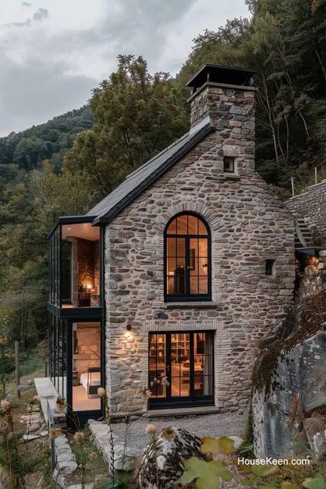 12 Belgian Brick & Stone Houses We Love (Image Series) Black Dream House, House With Large Windows, Stone House Revival, Belgian House, Dream House Aesthetic, Architecture Classic, Brick Stone, Red Stones, Minimal House Design