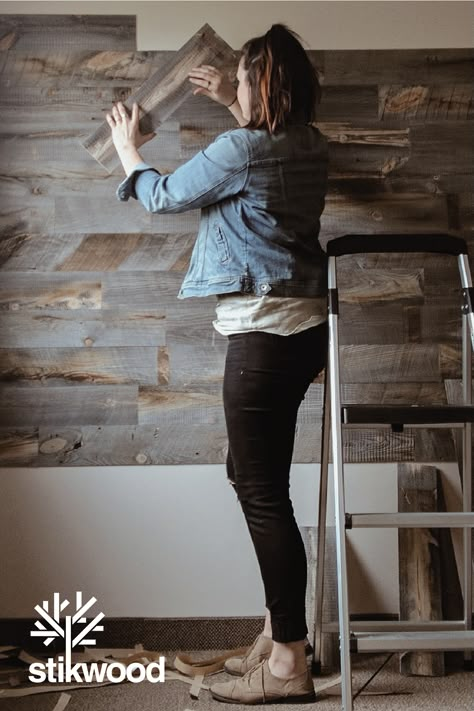 Peal And Stick Wood Plank Wall, Diy Wood Plank Wall Decor, Vinyl Plank Wall Peel And Stick, Stick Wood Ideas, Peel And Stick Vinyl Planks On Wall Wood Boards & Planks, Stick On Shiplap Wall, Peel And Stick Shiplap Planks, Peel And Stick Wallpaper Wood Look, Stick On Wood Planks Accent Walls