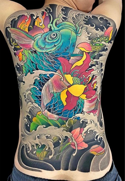 Japanese Fish Tattoo, Japanese Hand Tattoos, Traditional Japanese Tattoo Designs, Biomechanical Tattoo, Japanese Fish, Beach Tattoo, Traditional Japanese Tattoos, Japan Tattoo, Japanese Tattoo Designs