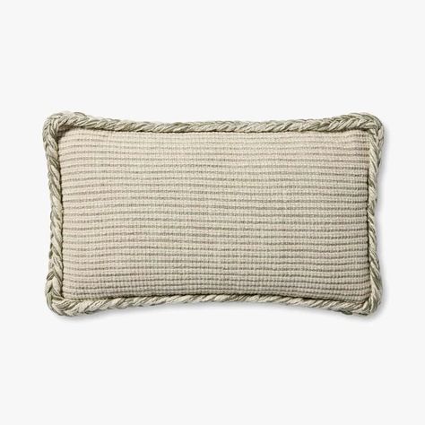 PAL0051 NATURAL / OLIVE | Loloi Rugs Magnolia Home Rugs, Loloi Pillows, Amber Lewis X Loloi, Beige Throws, Beige Throw Pillows, Padded Wall, Amber Lewis, Striped Throw, Rug Direct