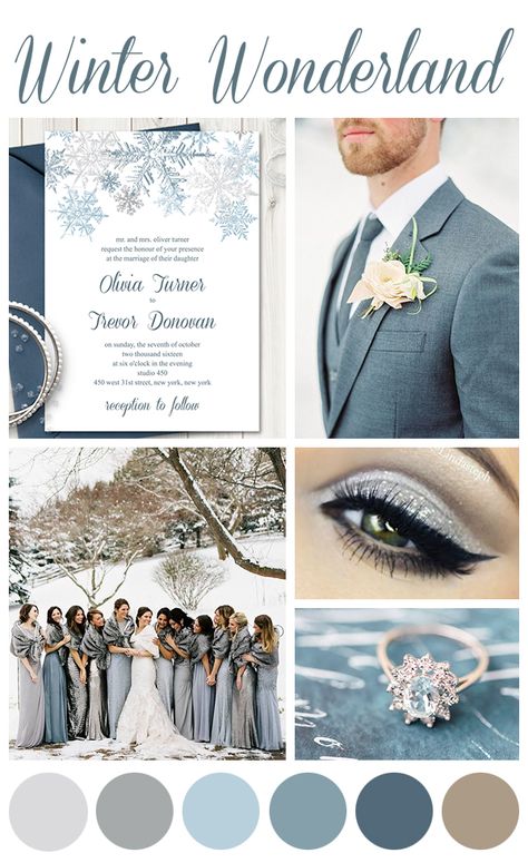 Wedding Color Scheme, Boda Diy, Wedding Themes Winter, Winter Wedding Colors, Wedding Colors Blue, Winter Wedding Inspiration, Wedding Palette, Winter Wonderland Wedding, Wedding Theme Colors