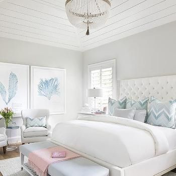 Interior design inspiration photos by Pineapple Palms. Santorini Bedroom, Florida Bedroom, Beachy Cottage, Coastal Dining Room, Beachy Room, Workout Room, Room Blue, White Oak Floors, Coastal Bedrooms