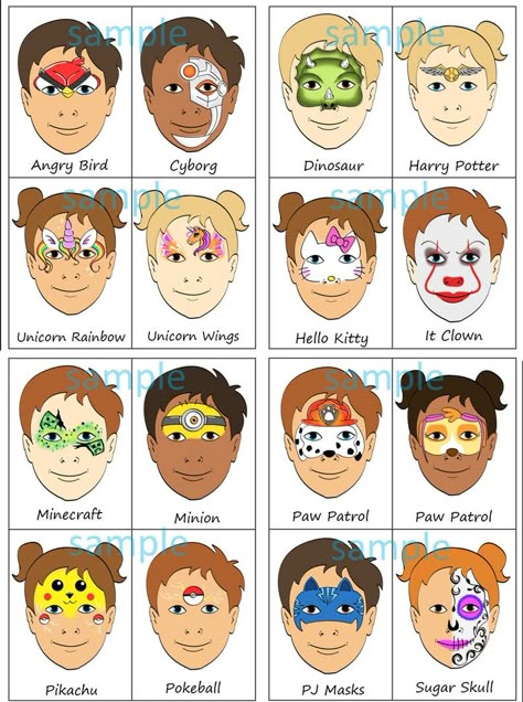 Unicorn Face Paint Easy For Kids, Face Painting Menu Board, Kids Face Painting Easy, Face Painting Ideas For Kids, Easy Face Painting Designs, Animal Face Paintings, Pokemon Faces, Homemade Face Paints, Girl Face Painting