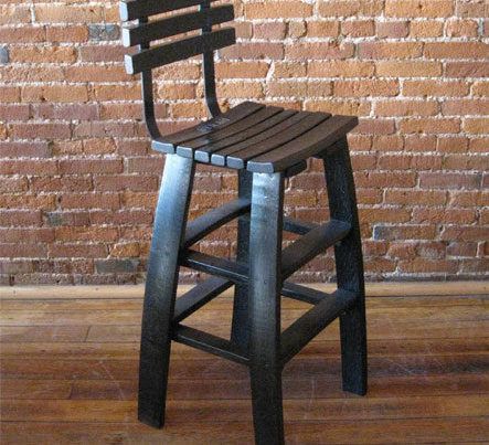 Fire For Hire, Stool With Back, Barrel Bar, Metal Braces, Barrel Stave, Bar Stools With Backs, Chair Stool, Wooden Barrel, Stools With Backs