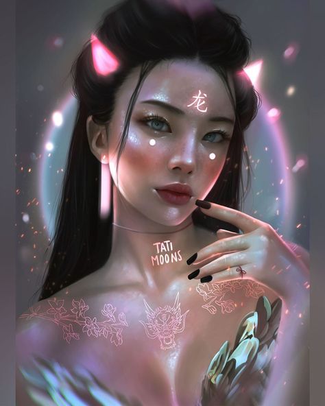 Tati Moons, Natalia Madej, Air Goddess, Zodiac Goddess, Arte Aries, Taurus Constellation Tattoo, Dragon Zodiac, Chinese Zodiac Dragon, Taurus Constellation