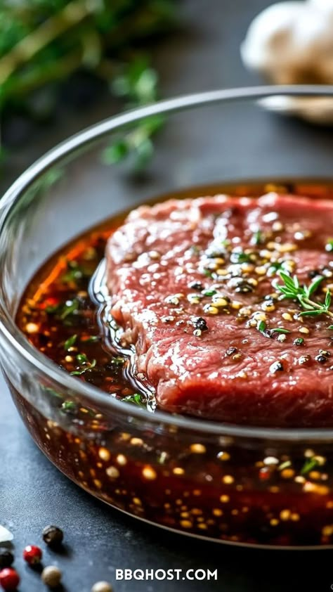 Looking for the best steak marinade for tender, juicy steaks? This easy recipe is perfect for grilling and doesn’t even need soy sauce! Save this pin now and click through for the complete guide! Homemade Beef Marinade, Jack Daniels Steak Marinade, My Strip Steak Marinade, Milk Marinade For Steak, Filet Marinade Recipes, Juicy Steak Marinade, Healthy Steak Marinade, Red Wine Marinade For Steak, Hanger Steak Marinade