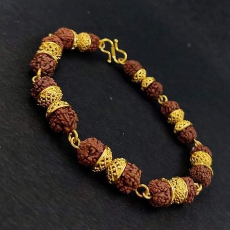 Rudraksha Jewelry, Rudraksha Bracelet, Mens Gold Jewelry, Mens Gold, Bracelets For Men, Gold Jewelry, Mens Jewelry, Gold