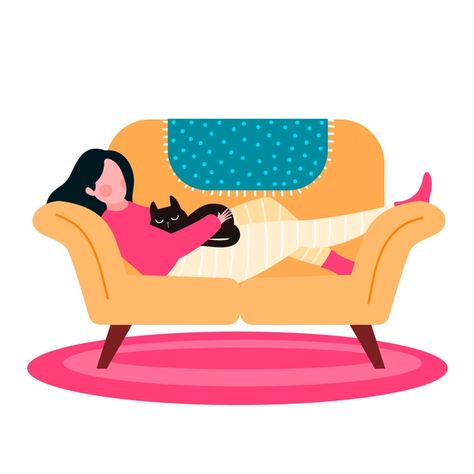 A person relaxing at home illustration | Free Vector #Freepik #freevector #people #woman #home #colorful Relaxed Illustration, Relaxing Illustration, Relax Illustration, At Home Illustration, Brain Illustration, Mahadev Hd Wallpaper, Relaxing At Home, Home Illustration, Girl Sleeping