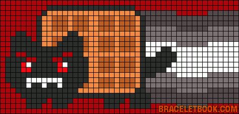 Tac Nayn Nyan Cat perler bead pattern Invader Zim Alpha Pattern, Nyan Cat Perler Beads Pattern, Nyan Cat Pixel Art Grid, Nana Anime Alpha Pattern, Goth Alpha Pattern, Melty Bead Patterns, Nyan Cat, Cat Bead, Pixel Drawing