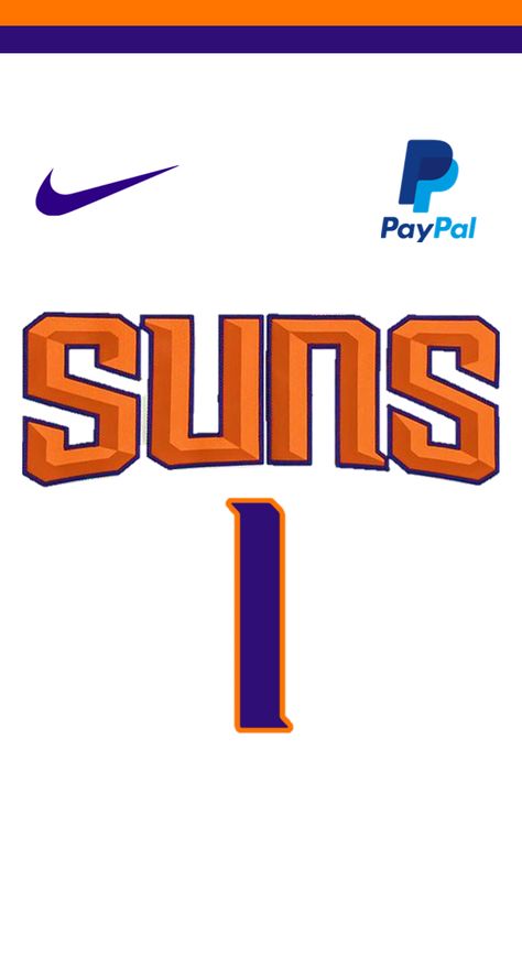 All credits to the owners. Phone wallpaper featuring Devin Booker Phoenix Suns #1 NBA Nike Association Jersey with the sponsor logo, Paypal. Just used Powerpoint :) Phoenix Suns Wallpaper, Devin Booker Wallpaper, Phx Suns, Phoenix Suns Logo, Cute Cat Pfp, Devin Booker Jersey, Cardinals Wallpaper, Kevin Durant Wallpapers, Basketball Cookies