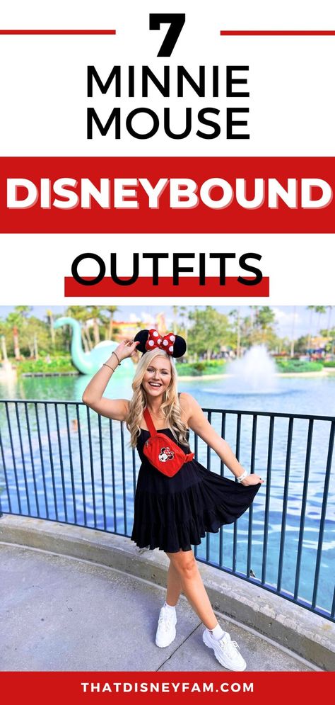 7 Best Minnie Mouse Disneybound Outfit Ideas - That Disney Fam Minnie Mouse Skirt Women, Minnie Mouse Outfits Women, Mini Mouse Outfit Ideas For Women, Disney Bounding Mickey Mouse, Minnie Mouse Outfit Ideas For Women, Mickey Outfit Women, Minnie Outfit Women, Minnie Mouse Inspired Outfit Women, Disney Bounding Minnie Mouse