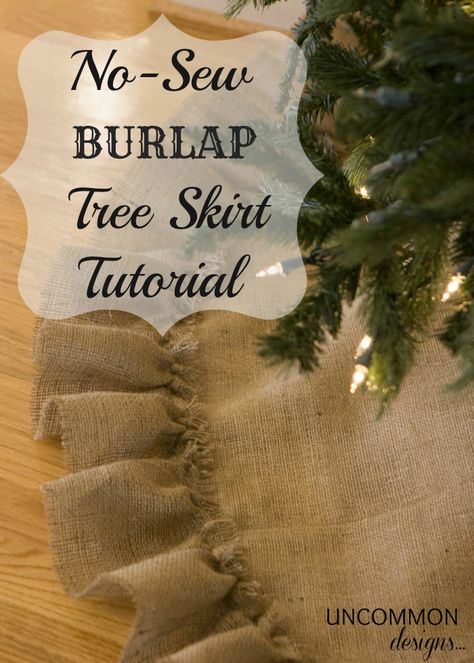 A Burlap Tree Skirt that is NO SEW! It couldn't be easier to make this gorgeous skirt!  #Burlap  #Christmas Burlap Christmas Decorations, Burlap Tree, Burlap Tree Skirt, Burlap Trees, Burlap Christmas Tree, Burlap Crafts, Burlap Christmas, No Sew, Noel Christmas