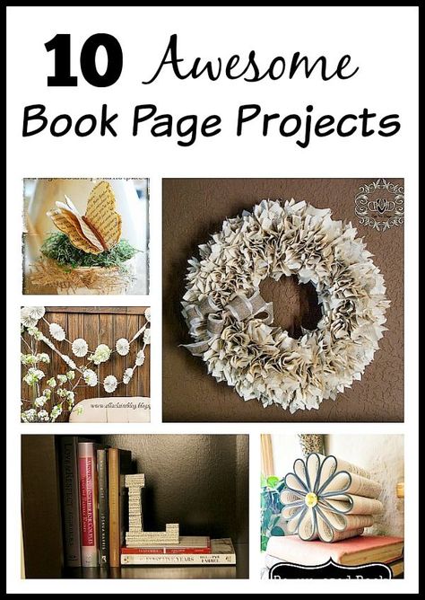 You'll love these book page projects! The fact that book pages are paper makes them easy to use in a variety of projects, and the text on the pages adds an extra level of visual interest not found in normal solid-color paper. | upcycle, repurpose, recycle, reuse, DIY, craft ideas Upcycled Books Crafts, Old Book Crafts, Arts And Crafts For Teens, Recycled Books, Folding Origami, Book Page Crafts, Upcycle Books, Book Page Art, Folded Book Art