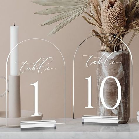 Amazon.com: JINMURY Clear Arch Table Numbers for Wedding, 5x7 Inch Arched Acrylic Table Numbers 1-10 with Acrylic Stands, Clear Acrylic Arch Tabletop Sign with Holder for Centerpiece, Reception, Party, Event : Home & Kitchen Candle Backdrop, Arch Table Numbers, Table Numbers For Wedding, Acrylic Arch, Balloon Lanterns, Arch Table, Christmas Wedding Favors, Acrylic Table Numbers, Acrylic Table Number