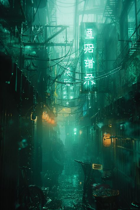 Cyberpunk Alleyways with Old Remnants City Alleyway, Fallen Saga, Cyberpunk Bedroom, Cyberpunk Genre, Ville Cyberpunk, Type Moon Anime, Wall Blue, Floating Restaurant, Traditional Japanese House