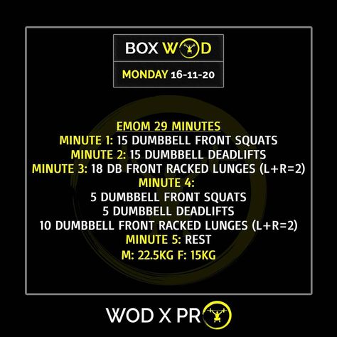 EMOM 29 minutes Minute 1: 15 Dumbbells front squats Minute 2: 15 Dumbbells deadlifts Minute 3: 18 Dumbbells Front racked lunges Minute 4: 5 Dumbbells Front squats 5 Dumbbells deadlifts 10 Dumbbells front racked lunges Minute 5: Rest _ Have a nice day! ------------------------------------------------------------------- #wod #wodxpro #workoutoftheday #workoutmotivation #workout #athlete #dailyworkout #dailymotivation #monday #functionalworkout #functional #fitness #fitnessjourney #cros Crossfit Class Workout, Dumbbell Emom Workout, Crossfit Emom Workout, Monday Wod Crossfit, Dumbbell Wod, Group Workouts, Spartan Workout, Workout Athlete, Wods Crossfit