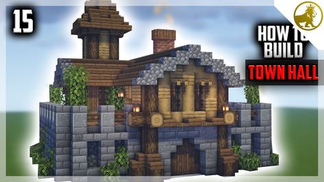 Minecraft Town Hall Ideas Medieval, Minecraft Village Town Hall, Town Hall Minecraft Ideas, Minecraft Medieval Town Hall, Minecraft Town Hall Ideas, Minecraft Town Hall, Medieval Builds, Minecraft Guides, Minecraft Palace