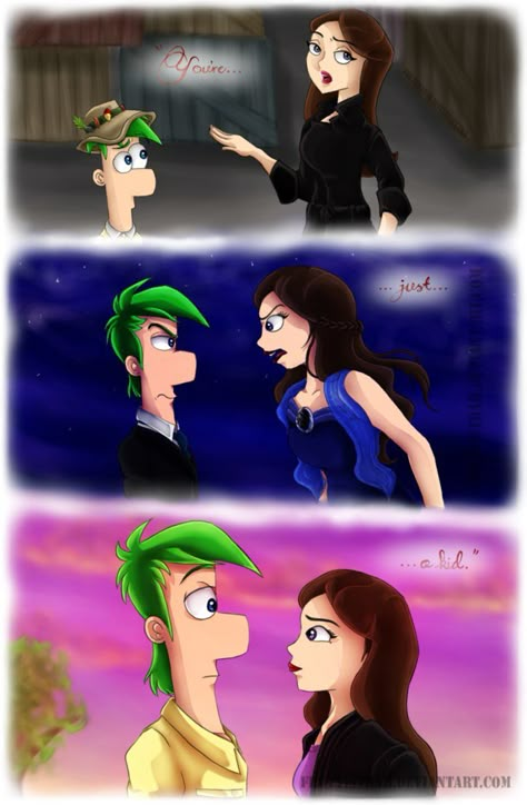 Ferb & Vanessa Fanart (found on the internet, I did not draw this...kudos to the talented artist...) Ferb And Vanessa, Phineas And Ferb Memes, Phineas And Isabella, Phineas E Ferb, Scary Place, Hiro Big Hero 6, Phineas Y Ferb, No Offense, For The Last Time