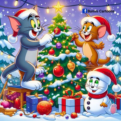 Santa hats on, Tom and Jerry spread Christmas cheer. Christmas Tom And Jerry, Tom Y Jerry, Santa Hats, Tom And Jerry, Christmas Cheer, Santa Hat, Hats, Christmas