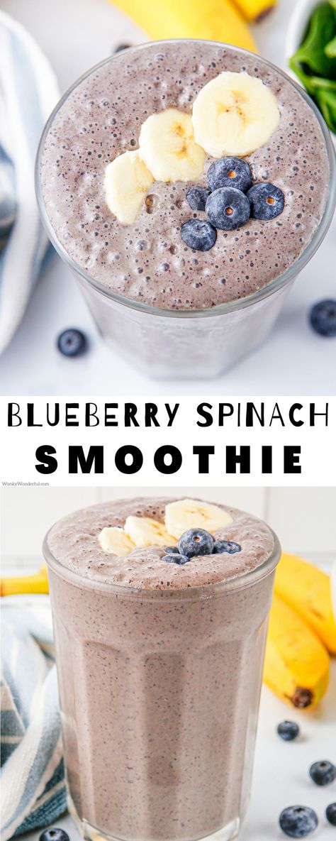 Blueberry Spinach Smoothie, Banana Spinach Smoothie, Spinach Smoothie Recipes, Quick Smoothies, Berry Recipes, Nutritious Smoothies, Spinach Smoothie, Bowl Recipes, Smoothie Bowl Recipe