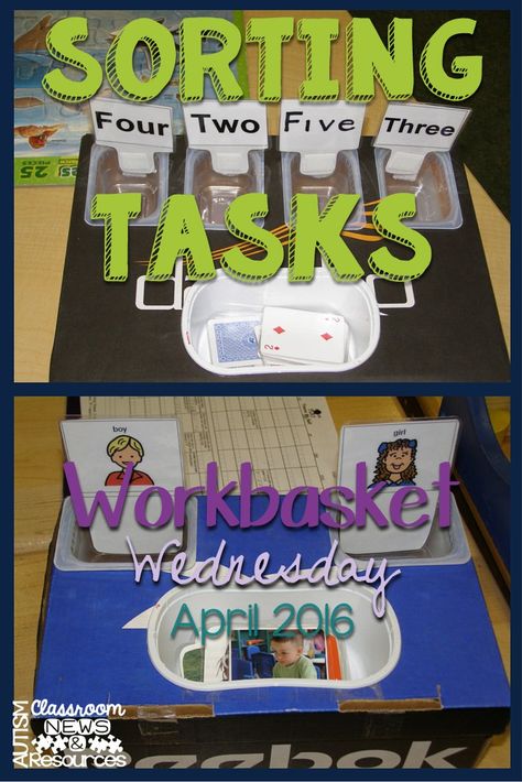 Workbasket Wednesday April 2016 Task Galore, Workstation Activities, Shoe Box Ideas, Station Teaching, Task Bins, Aba Activities, Independent Work Tasks, Teacch Tasks, Vocational Tasks