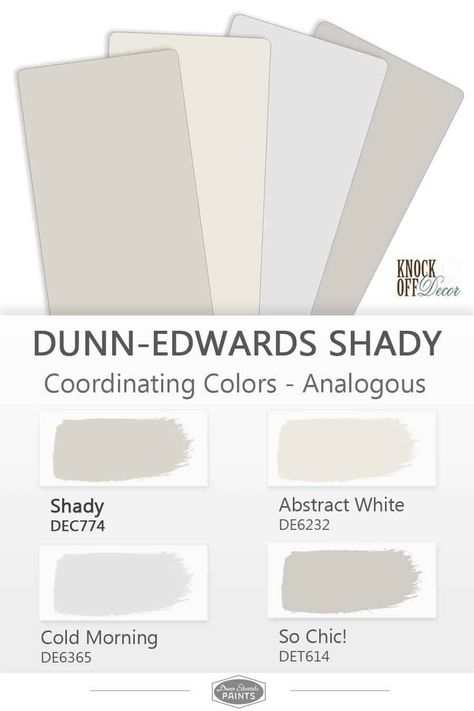 DE-analogous coordinations Dunn Edwards Exterior Paint Colors Gray, Whisper Gray Dunn Edwards, Dunn Edwards Shady, Dunn Edwards Paint Colors Interiors, Dunn Edwards Exterior Paint Colors, Paint Color Bedroom, Popular Neutral Paint Colors, Countertop Stone, Stone Door