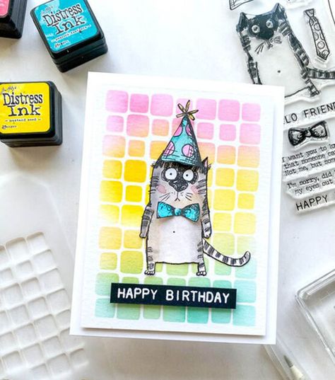 Snarky Cats Cards, Snarky Birthday Cards, Tim Holtz Snarky Cat Cards, Tim Holtz Birthday Cards, Snarky Cards, Crazy Cats Cards, Cat Birthday Cards Funny, Sizzix Cards, Crazy Birds