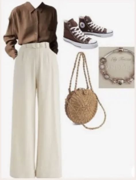 How To Style Beige Pants, Mango Outfits, Stile Hijab, Casual College Outfits, Fashion Top Outfits, Korean Casual Outfits, Everyday Fashion Outfits, Brown Shirt, Casual Day Outfits