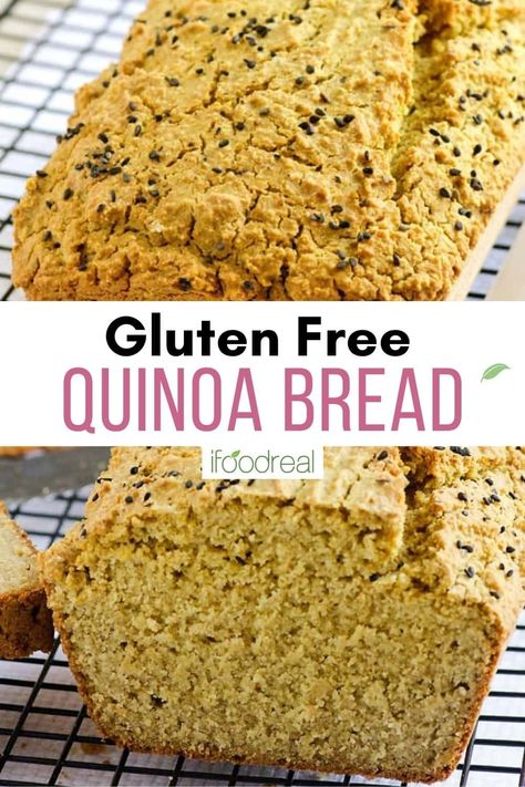 This post includes how to make quinoa flour and then turn it into naturally gluten-free quinoa flour bread! This Quinoa Bread Recipe requires just 8 ingredients and no yeast for a naturally vegan, nutrient-dense, and high protein bread! Quinoa Bread Recipe, Gf Wraps, Quinoa Flour Recipes, Glutenfree Muffins, High Protein Bread, Gluten Free Sandwich, Lentil Bread, Bread Alternative, Make Quinoa