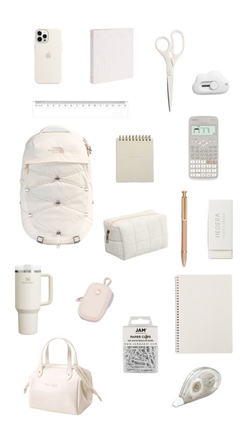 #backtooschool #thatgirl #nude #beige #inspo #aesthetic Kits For School, Rory Gilmore Study, In My School Bag, My School Bag, Middle School Essentials, School Emergency Kit, School Backpack Essentials, Beige Backpacks, Girl School Supplies