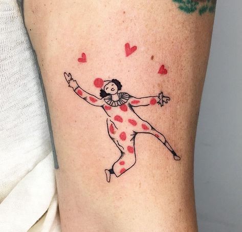 Tattoos by brookecandy on ig Pretty Clown, Pop Tattoo, Rad Tattoos, Neat Tattoos, Brooke Candy, Indie Tattoo, Clown Tattoo, Tattoo Aesthetic, Sick Tattoo