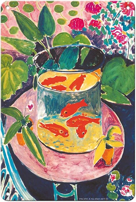 Amazon.com: Pacifica Island Art Goldfish- Henri Matisse - from an Original Color Painting by Henri Matisse c.1912-8in x 12in Vintage Metal Tin Sign: Posters & Prints Goldfish Poster, Goldfish Art, Matisse Paintings, Matisse Art, Island Art, Henri Matisse, Abstract Artists, Goldfish, Styl Vintage