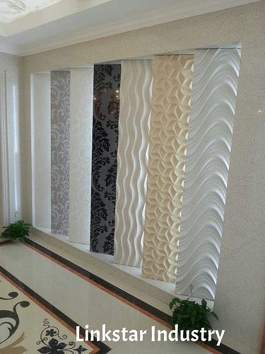 Decorative 3d feature stone panels are listed in a distributor's showroom for the client to select. Decorative Panels Walls, Pvc Sheets Wall Designs For Living Room, 3d Wall Panels Interior Design, 3d Wallpaper For Tv Unit, Pvc Panel Wall Design Drawing Room, Feature Stone Wall, 3d Tiles Wall, Decorative Wall Design, Stone 3d Wall